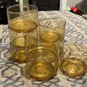 Set of 8 MCM Stackable Amber Barware Glases by Lennox 1970s